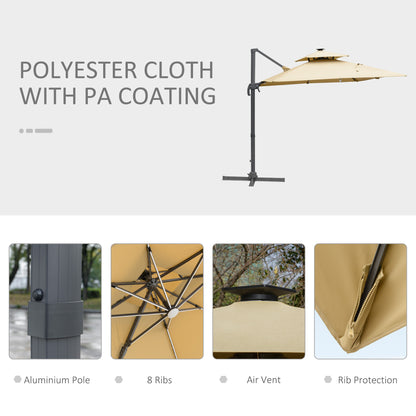 outsunny-3m-cantilever-roma-parasol-adjustable-garden-sun-umbrella-with-solar-led-tilt-and-crank-handle-cross-base-for-lawn-khaki
