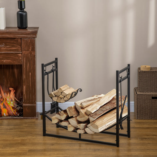 outsunny-firewood-stand-log-rack-holder-84cm-with-4-pc-fireplace-tools-set-indoor-outdoor-metal-black