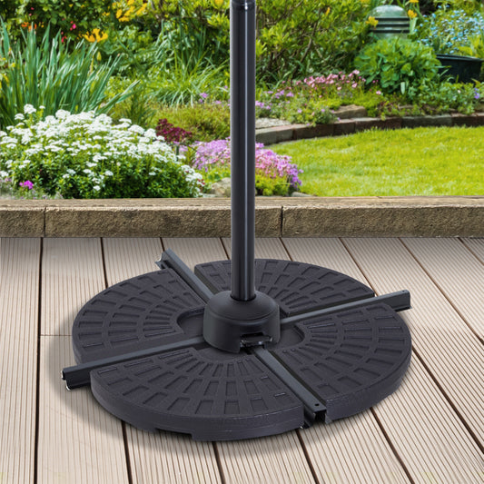outsunny-4-pcs-portable-round-parasol-base-umbrella-cross-stand-weights-holder-sand-or-water-filled-outdoor-garden-patio