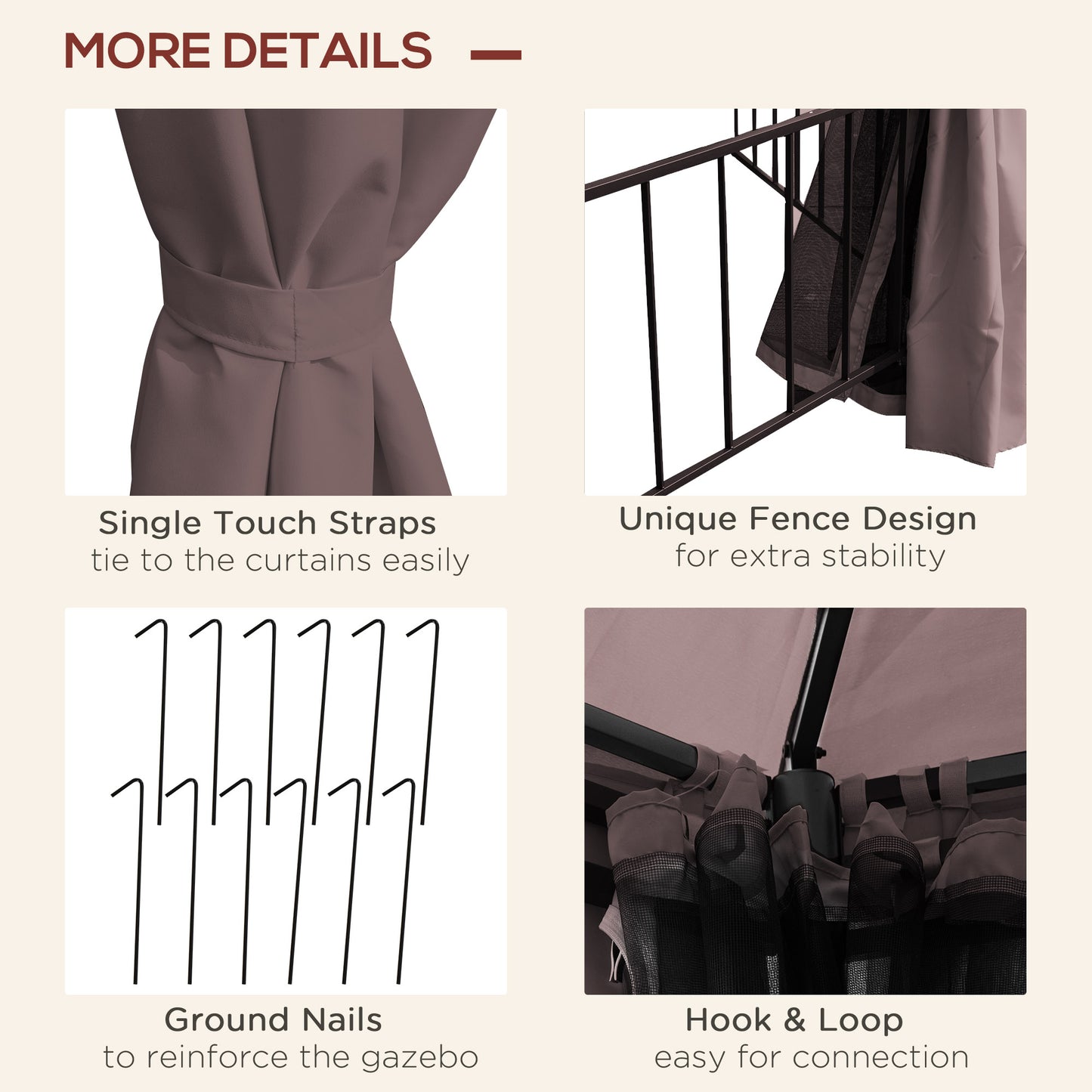 outsunny-hexagon-gazebo-patio-canopy-party-tent-outdoor-garden-shelter-w-2-tier-roof-side-panel-brown