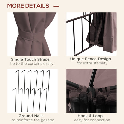 outsunny-hexagon-gazebo-patio-canopy-party-tent-outdoor-garden-shelter-w-2-tier-roof-side-panel-brown