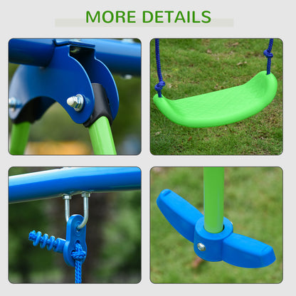 outsunny-metal-swings-seesaw-set-double-seats-with-a-height-adjustable-children-outdoor-backyard-play-set-for-toddlers-over-3-years-old-green