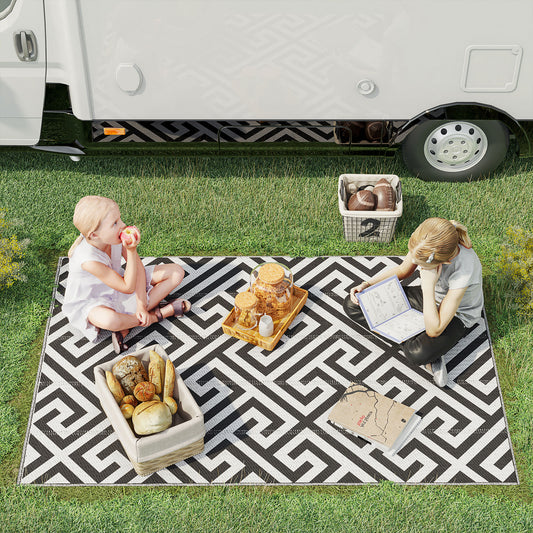 outsunny-121-x-182-cm4x6ft-outdoor-patio-rug-reversible-mat-plastic-straw-rug-portable-rv-camping-mat-for-garden-deck-picnic-indoor-black-white