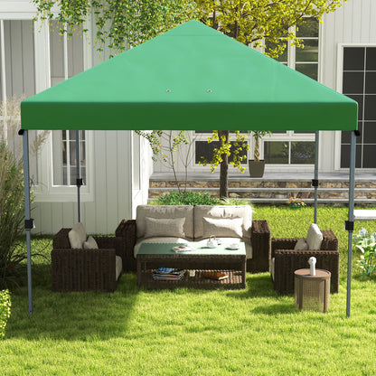 outsunny-3-x-3m-pop-up-gazebo-1-person-easy-up-marquee-party-tent-with-1-button-push-adjustable-straight-legs-wheeled-bag-stakes-ropes-sandbags-instant-shelter-green