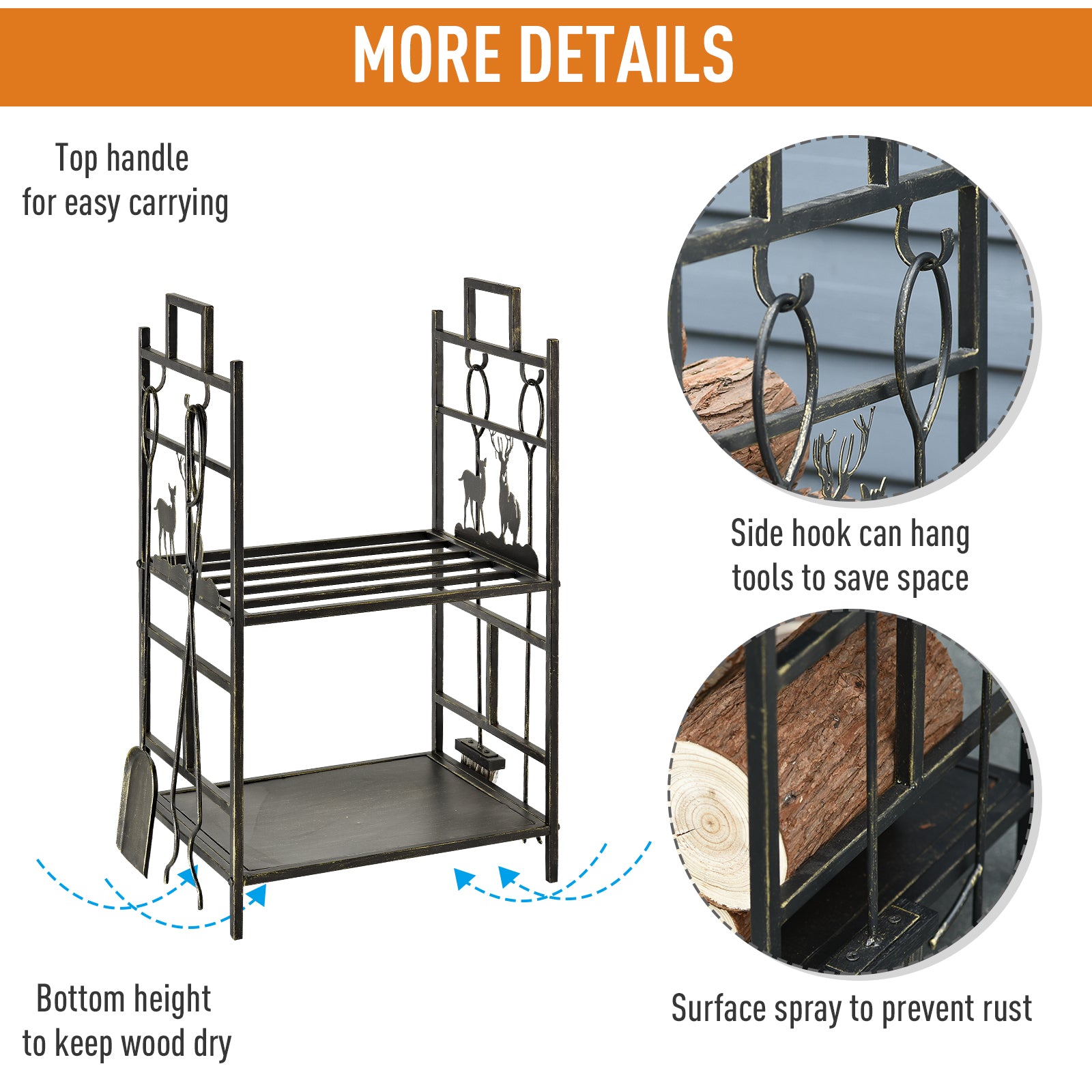 outsunny-2-layer-heavy-duty-firewood-rack-wood-log-fireplace-stacker-w-4-tools-gold