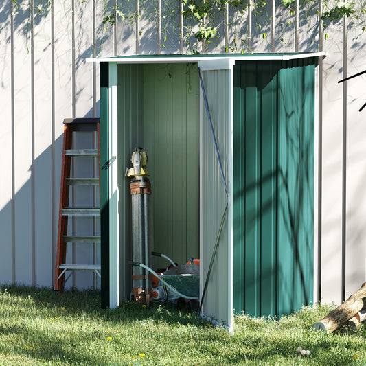 outsunny-4-7ft-x-2-8ft-garden-shed-steel-storage-shed-outdoor-equipment-tool-sloped-roof-door-w-latch-weather-resistant-paint-green