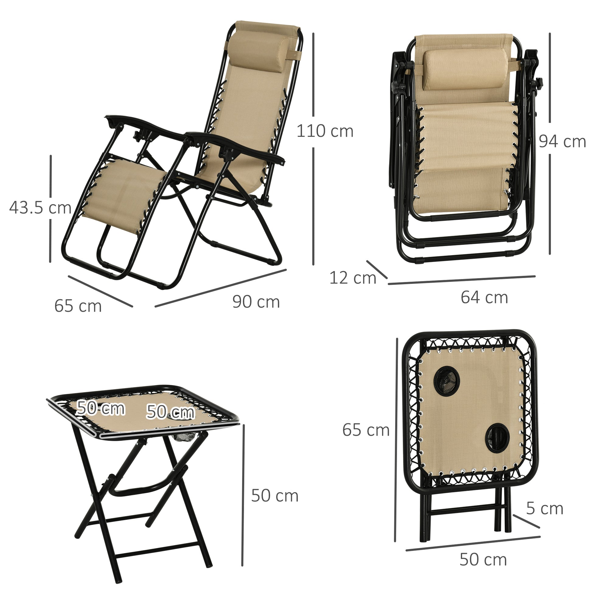 outsunny-3pcs-folding-zero-gravity-chairs-sun-lounger-table-set-w-cup-holders-reclining-garden-yard-pool-beige