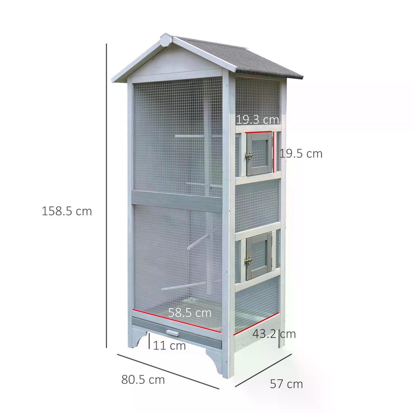 PawHut Wooden Outdoor Bird Cage, Featuring a Large Play House with Removable Bottom Tray 4 Perch