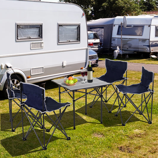 outsunny-5-piece-camping-table-chairs-set-with-carrying-bag-foldable-portable-lightweight-compact-aluminium-roll-up-top-for-picnic